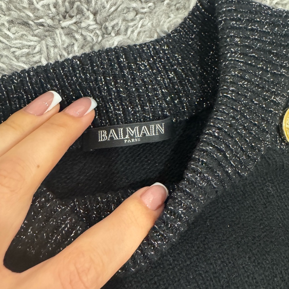 Balmain Metallic Black Knit Top